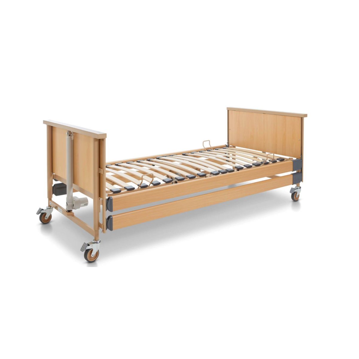 Care bed with standard mattress