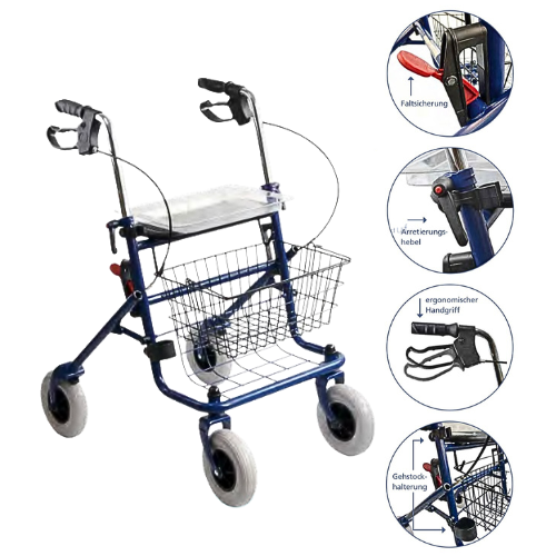 Rollator standard model blue and red