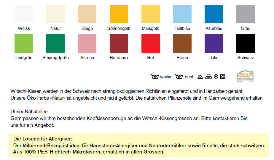 Scegliete il colore del vostro copricuscino Witschi: